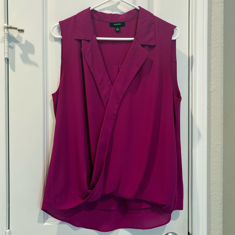 Alfani Sleeveless Collared Top in Fuchsia
